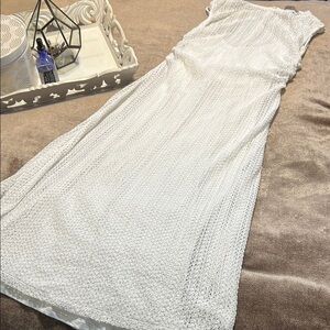 H&M White Crochet Sleeveless Midi Dress - Size Medium